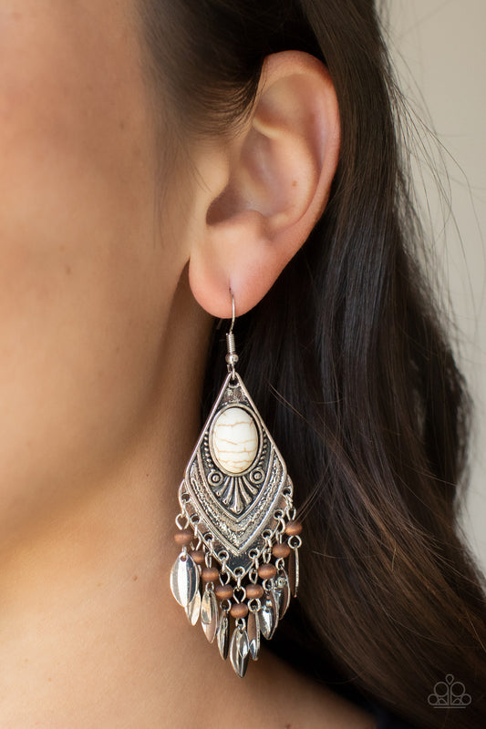 Earthy Etiquette - white - Paparazzi earrings
