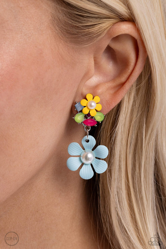 Festive Florals - blue - Paparazzi CLIP ON earrings