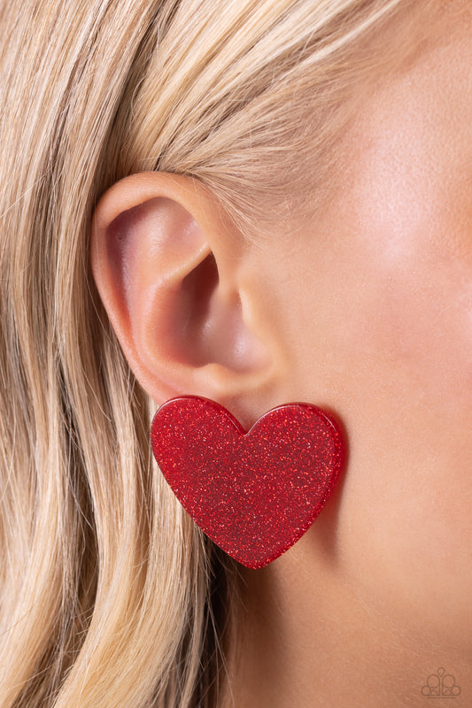 Sparkly Sweethearts - red - Paparazzi earrings