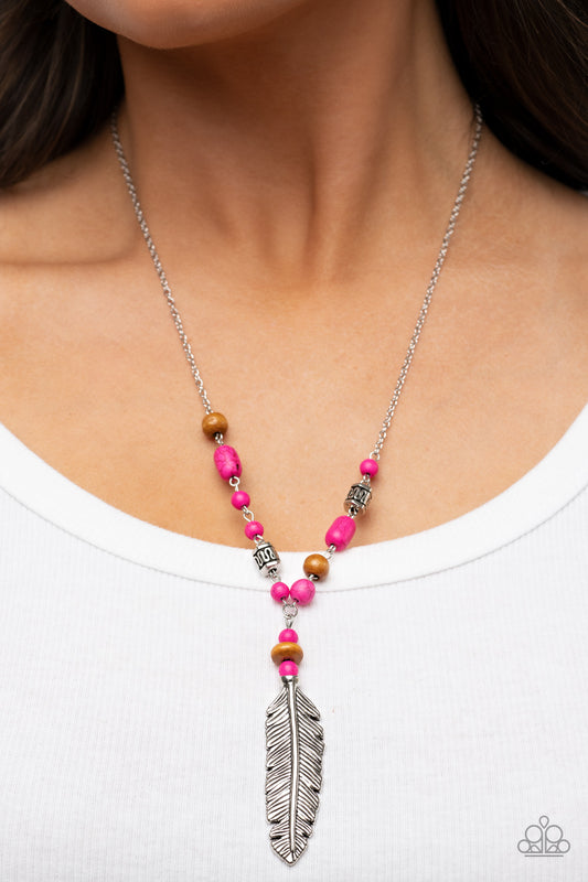 Watch Me Fly - pink - Paparazzi necklace