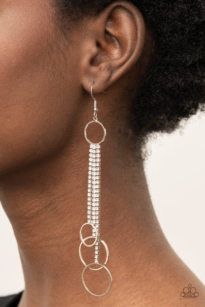Demurely Dazzling - white - Paparazzi earrings