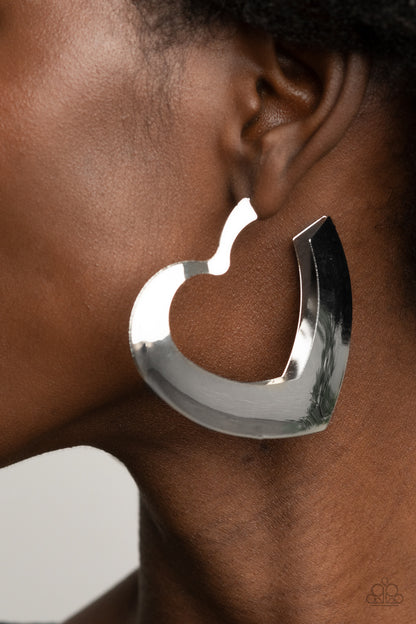 Heart-Racing Radiance - silver - Paparazzi earrings
