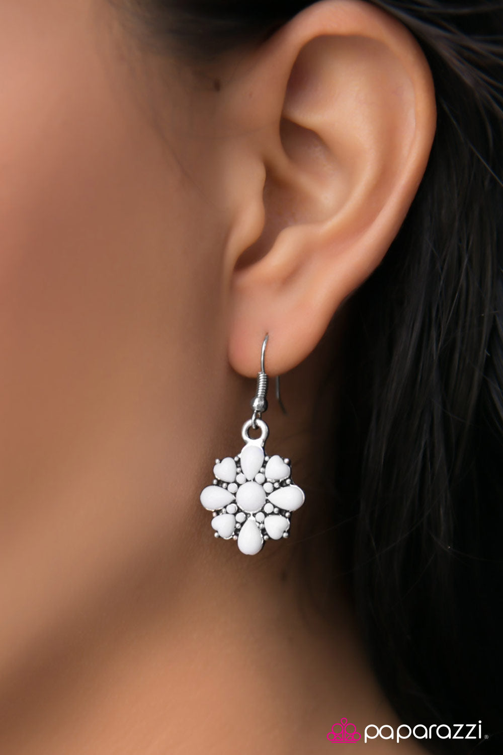 My Little Flower - White - Paparazzi earrings