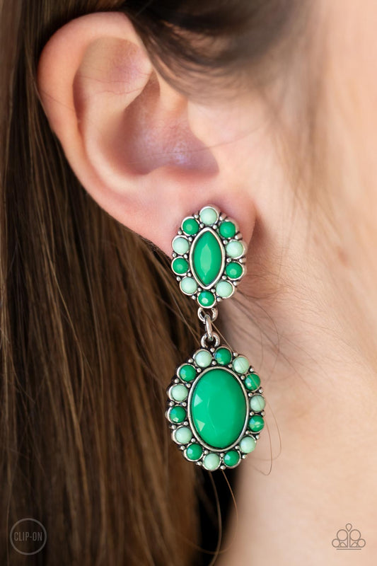 Positively Pampered - green - Paparazzi CLIP ON earrings